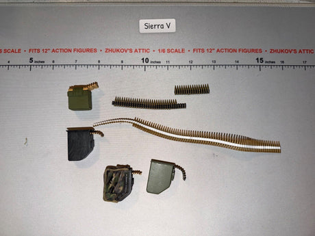 1/6 Scale Modern Era Machine Gun Ammunition Boxes and Belt Set