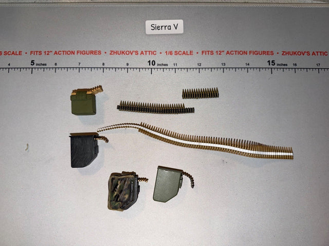 1/6 Scale Modern Era Machine Gun Ammunition Boxes and Belt Set