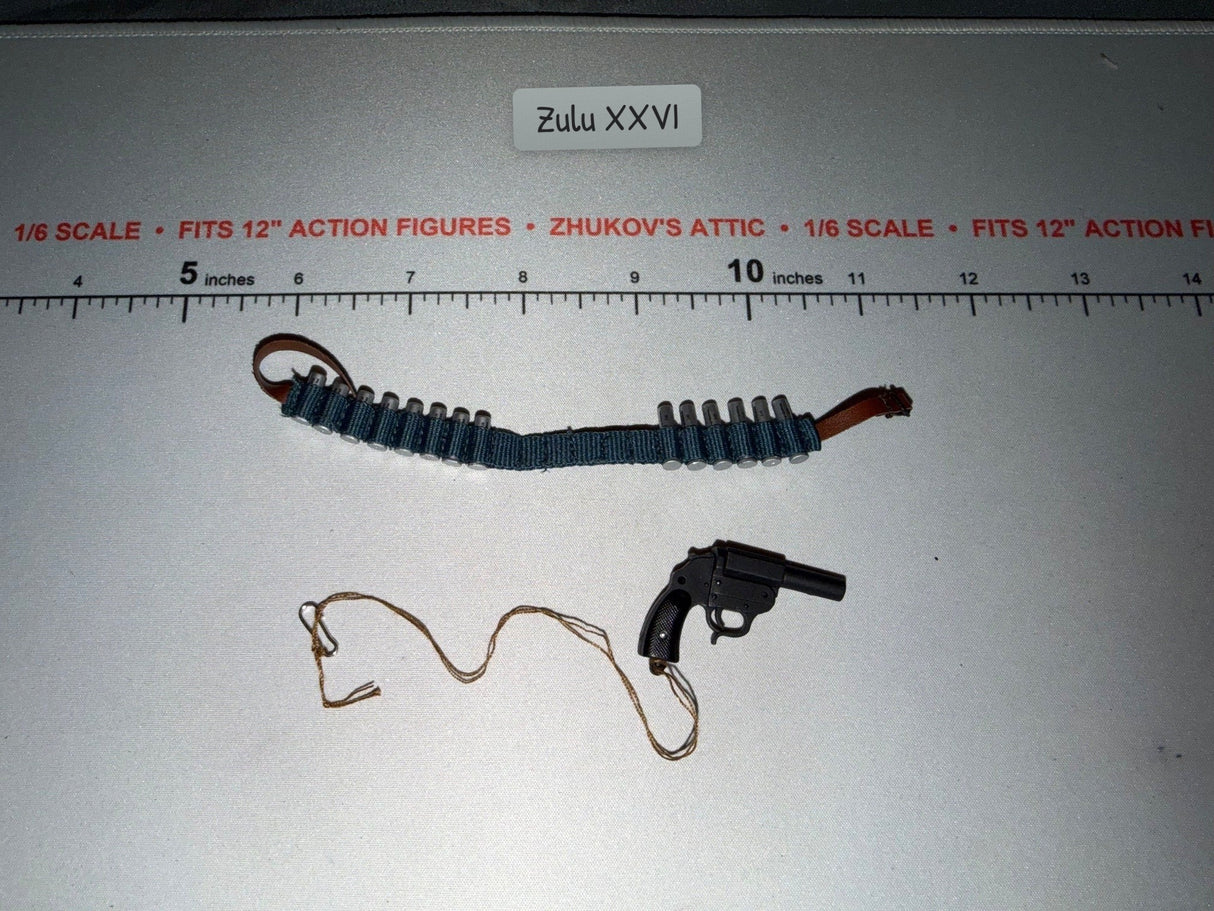 1/6 Scale WWII German Flare Pistol with Lanyard and Cartridge Belt - BBI