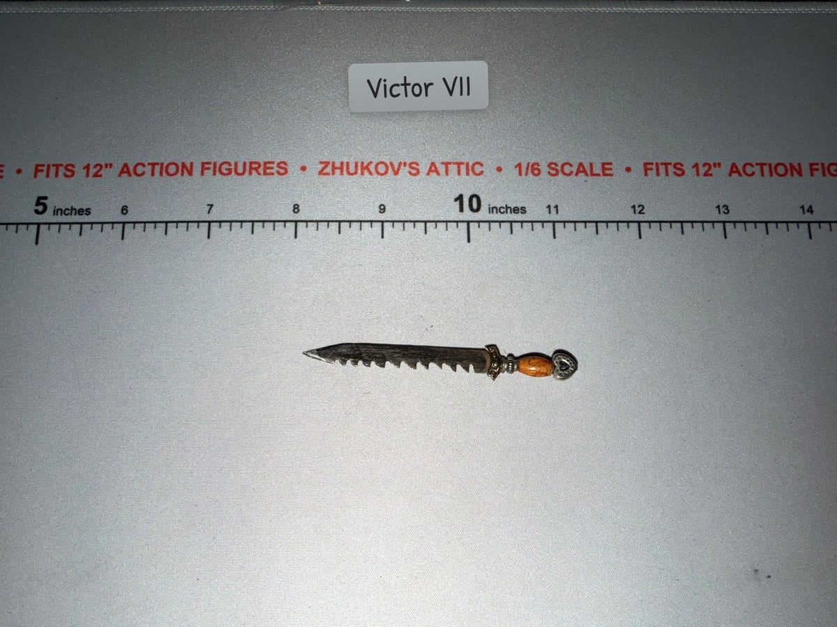 1/6 Scale Fantasy Era Serrated Fighting Knife with Decorative Handle