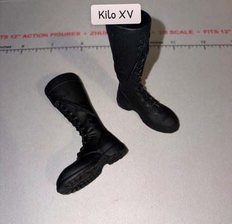 1/6 Scale Modern Era Tall Black Lace Up Boots