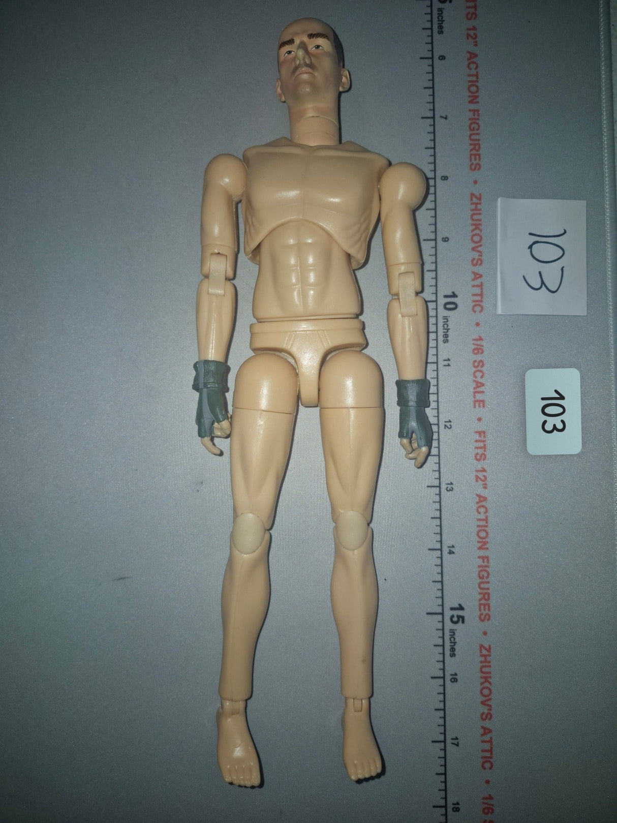 1/6 Scale Nude Male Action Figure Basic Body with Tactical Gloves - BBI