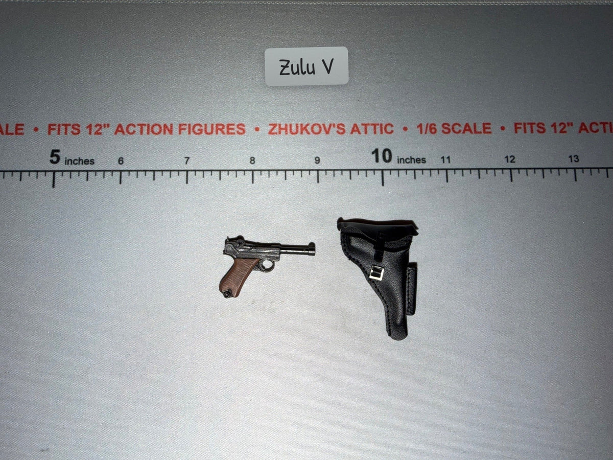 1/6 Scale WWII German Luger Pistol and Holster Set