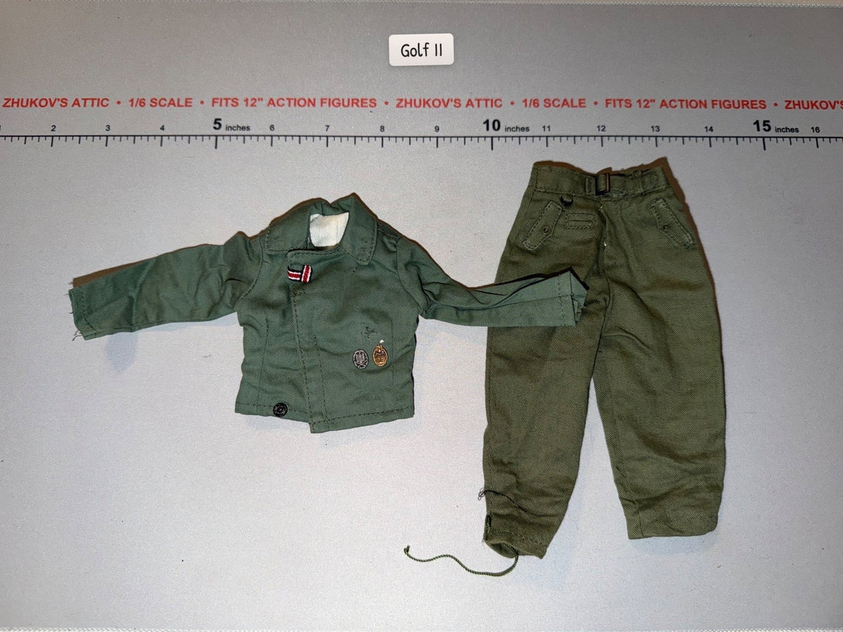 1/6 Scale WWII German Era Green Tanker Uniform Jacket and Trousers Set