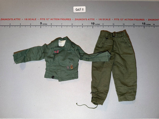 1/6 Scale WWII German Era Green Tanker Uniform Jacket and Trousers Set
