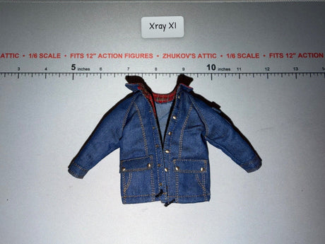 1/6 Scale Modern Jean Jacket with Plaid Collar - Civilian Teenager - Stanger Things - Three Zero