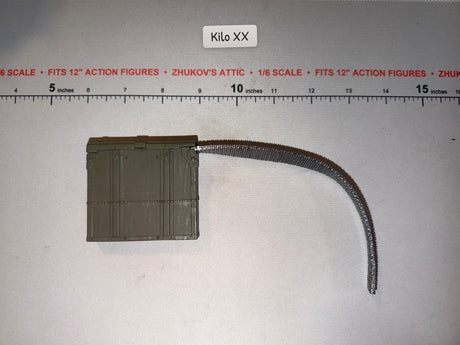 1/6 Scale Vietnam US Machine Gun Ammunition Can with Ammunition Belt - Large