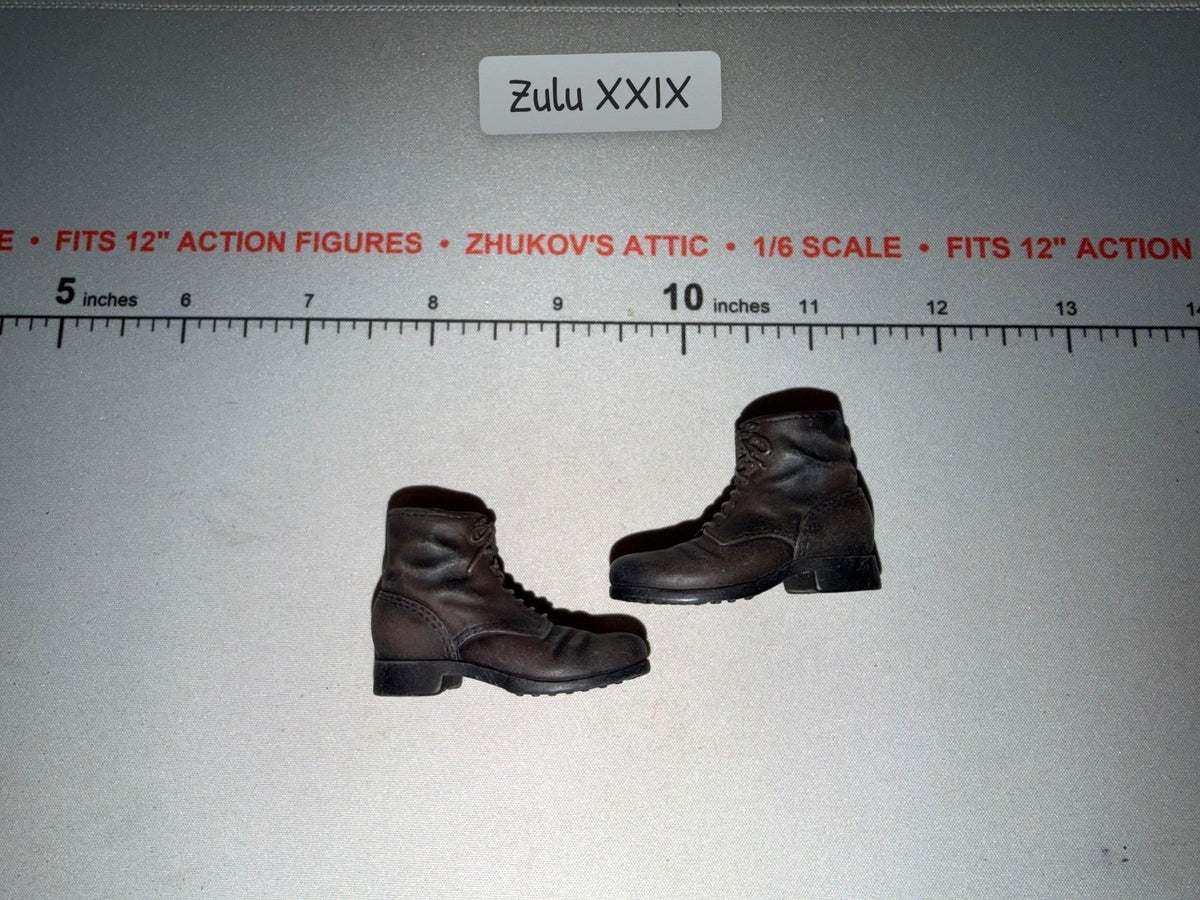 1/6 Scale WWII German Era Brown Lace-Up Combat Boots
