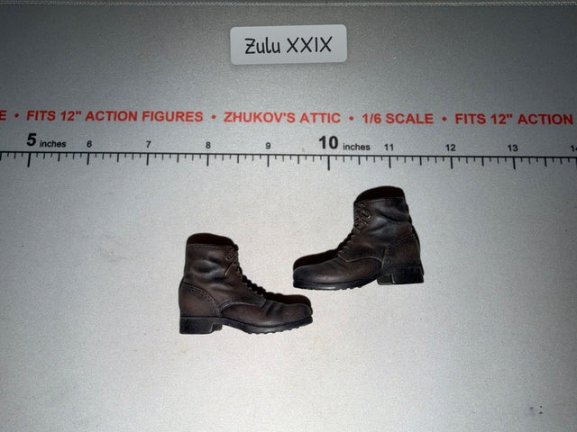 1/6 Scale WWII German Era Brown Lace-Up Combat Boots