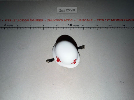 1/6 Scale WWII German Medical Helmet with Red Cross Markings and Chin Strap