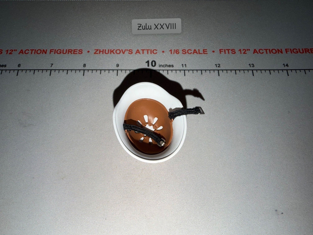 1/6 Scale WWII German Medical Helmet with Red Cross Markings and Chin Strap