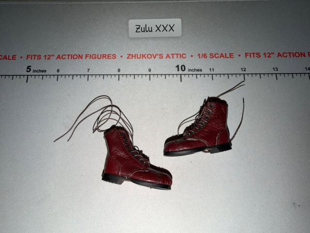 1/6 Scale WWII US Era Brown Lace-Up Combat Boots - Soldier Story