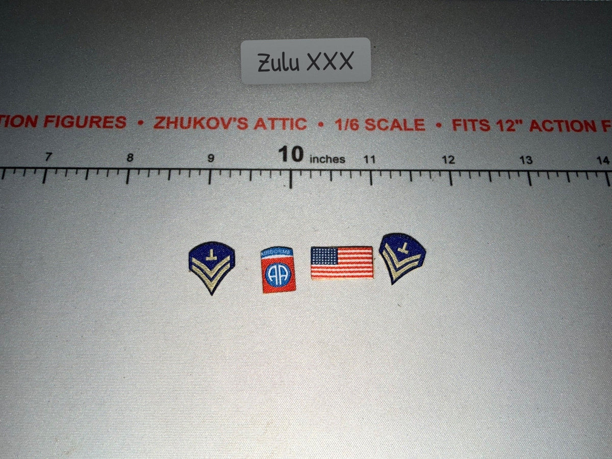 1/6 Scale WWII US Army 82nd Airborne Patches and Flag Set