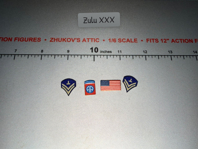 1/6 Scale WWII US Army 82nd Airborne Patches and Flag Set