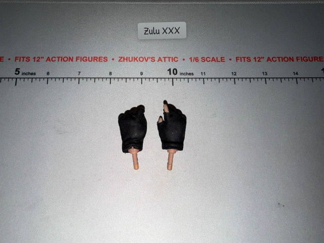 1/6 Scale Modern Era Black Fingerless Gloves Set