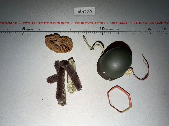 1/6 Scale WWII US Helmet with Netting and Camouflage Cover Set - Dragon