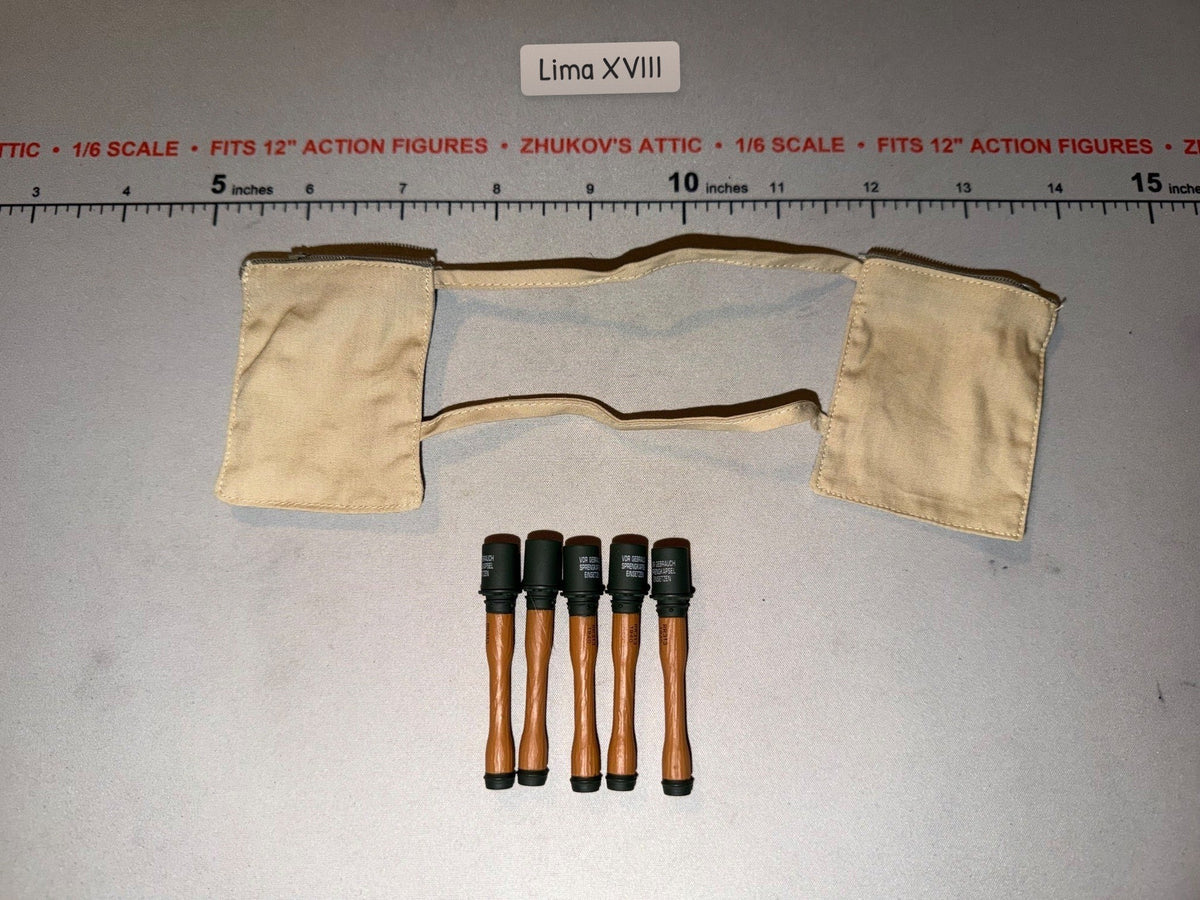 1/6 Scale WWII German Stick Grenade Set with Grenade Pouches