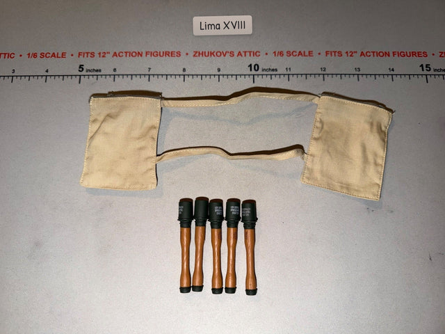 1/6 Scale WWII German Stick Grenade Set with Grenade Pouches