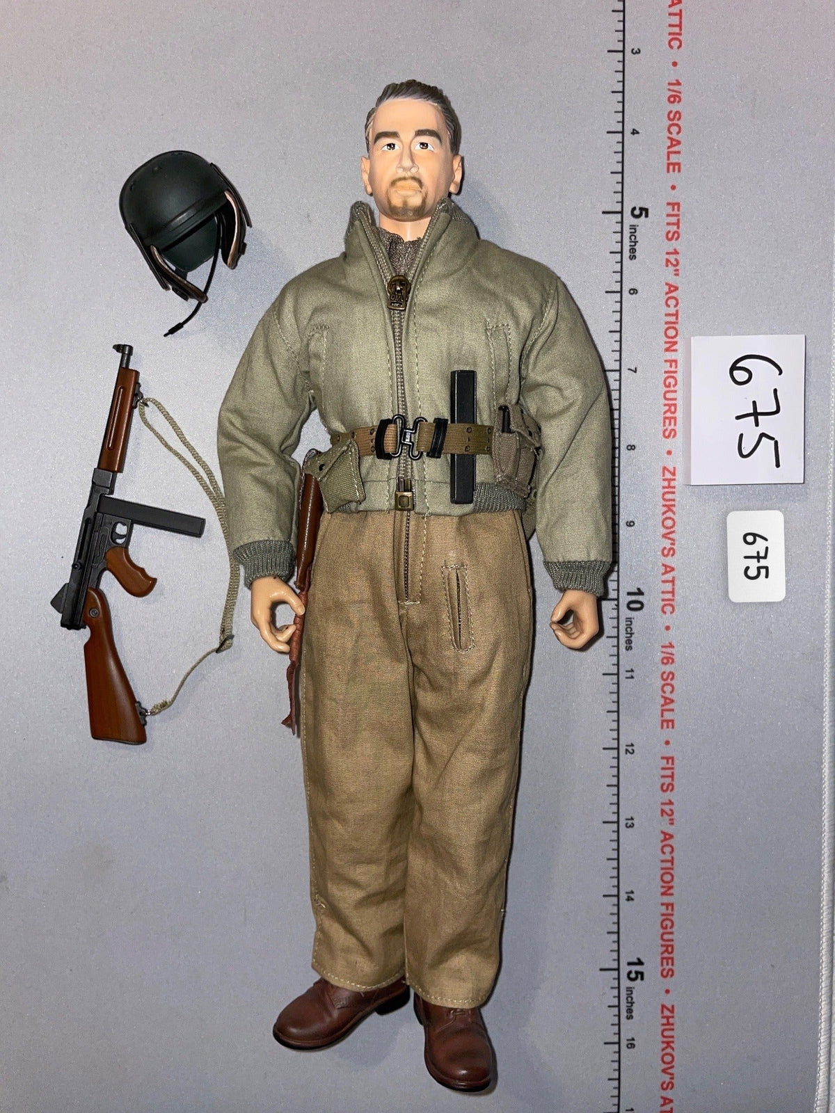 1/6 Scale WWII US Tanker Dressed Figure with Thompson Submachine Gun - Dragon