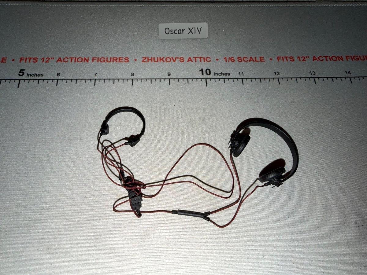 1/6 Scale WWII German Tanker Headphones and Throat Mic Set