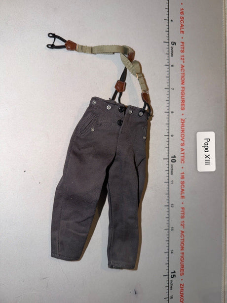 1/6 Scale WWII German Army Field Grey Trousers with Suspenders