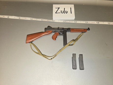 1/6 Scale WWII US Thompson Submachine Gun with Sling and Spare Magazines - DID