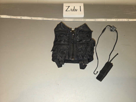 1/6 Scale Modern Era Black Tactical Vest with Radio Pouch