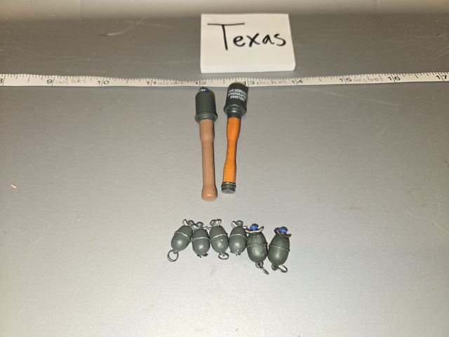 1/6 Scale WWII German Stick Grenade and Egg Grenade Lot