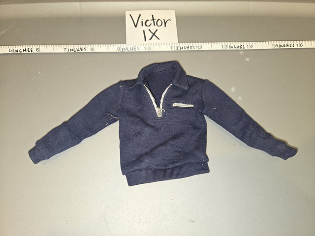 1/6 Scale WWII German Blue Quarter-Zip Pullover Sweater - DID