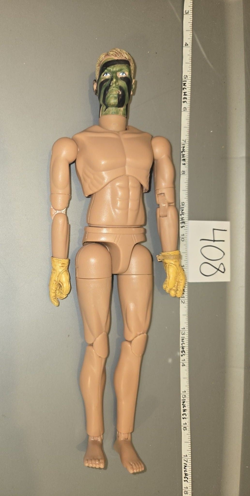 1/6 Scale BBI Nude Male Action Figure Body with Camouflage Face Paint Head and Gloves