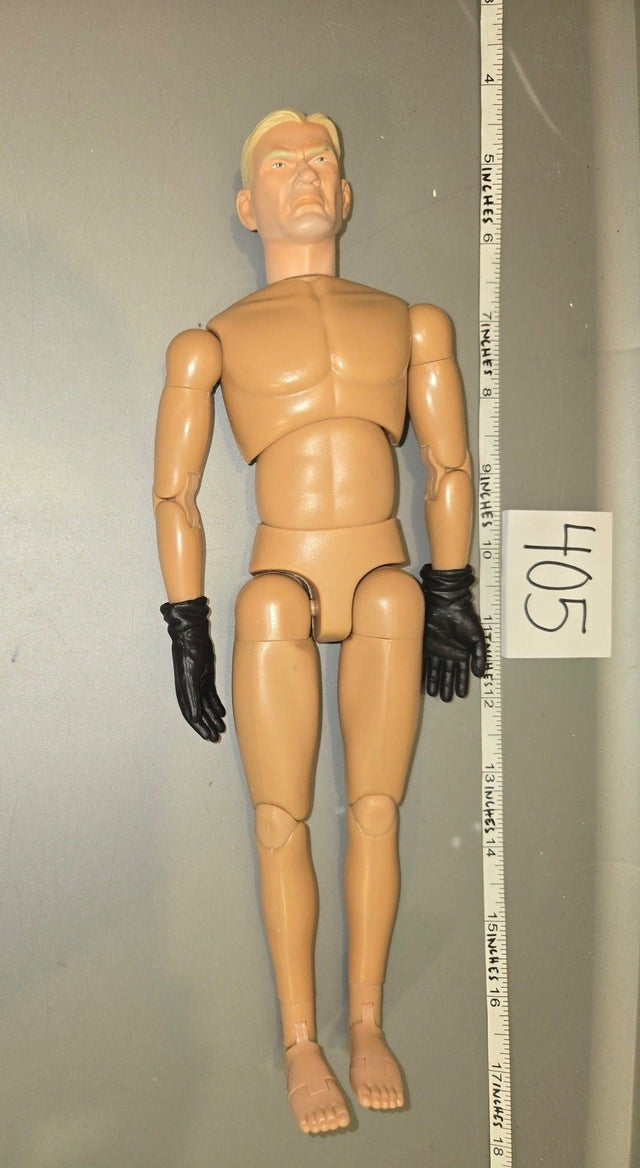 1/6 Scale Dragon Nude Male Action Figure Body with Blonde Head Sculpt and Gloved Hands