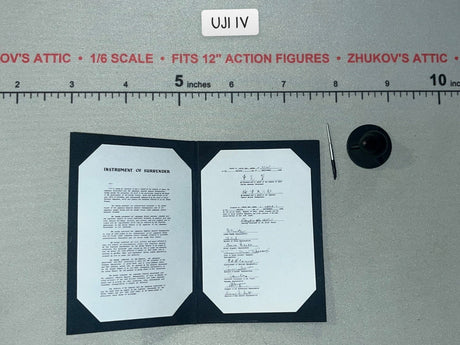 1/6 Scale WWII US Japanese Instrument of Surrender Document Folder with Pen and Inkwell - General MacAthur ujindou